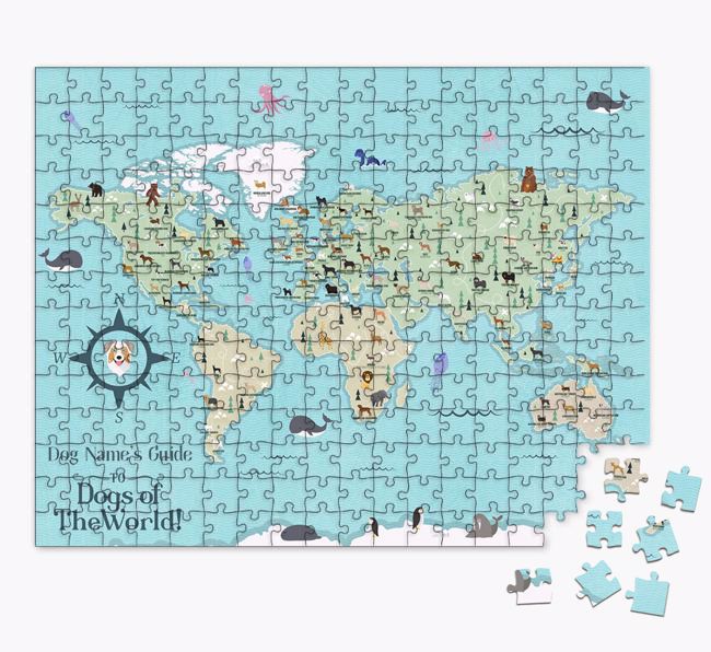 Dogs Of The World Map: Personalized {breedFullName} Jigsaw
